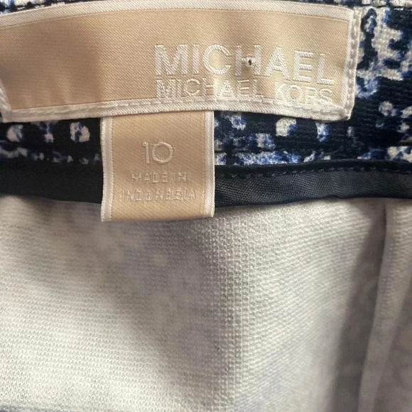 MICHAEL KORS blue & white abstract floral Skirt Gold Zipper Detail size 10 MINT - Picture 14 of 14